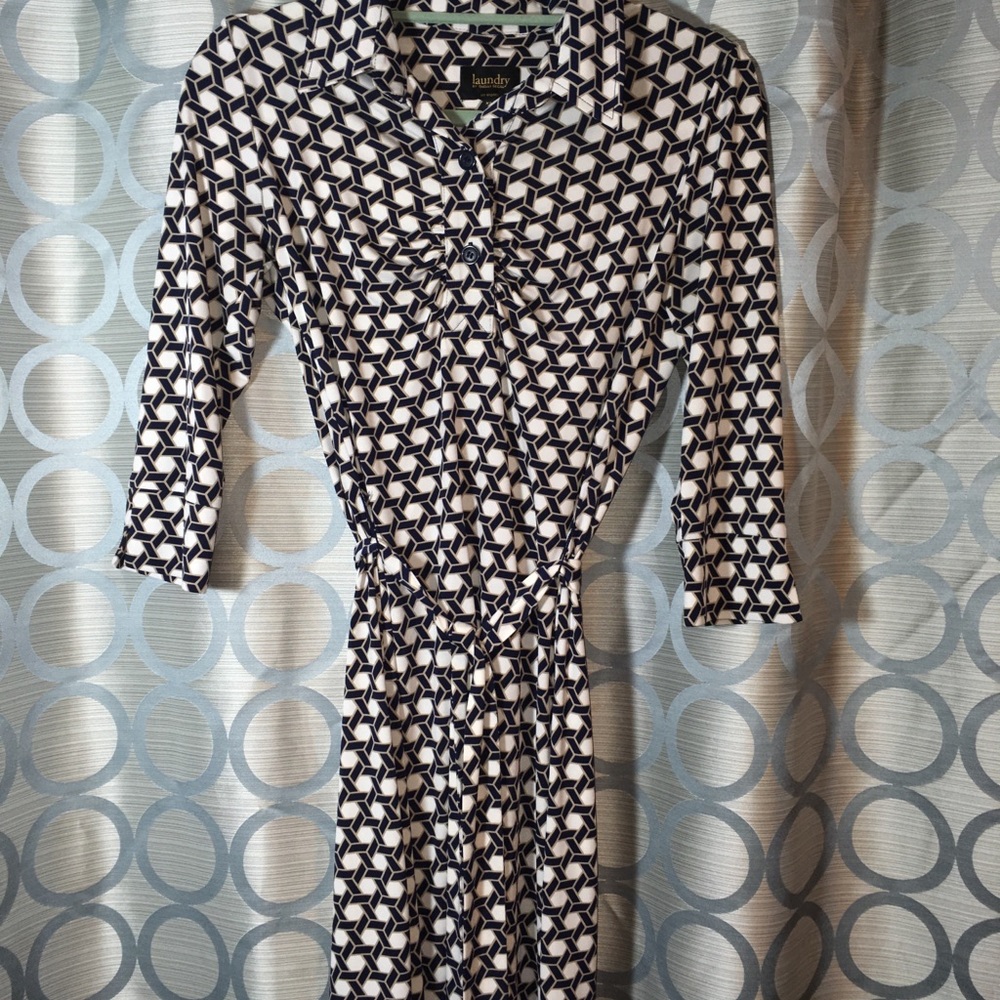 Laundry Button Down Dress XS Geometric Pattern